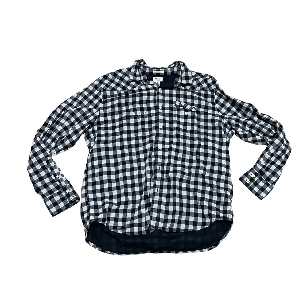 Lucky Brand Men's XL Black White Buffalo Check Western Button Down Shirt Classic
